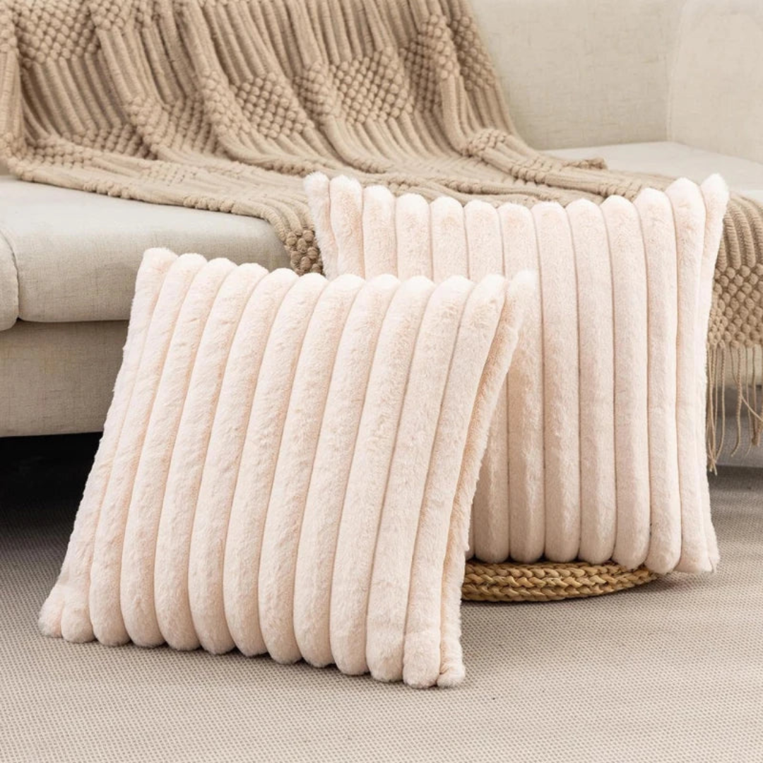 Soft Plush Ribbed Decorative Pillow Cover