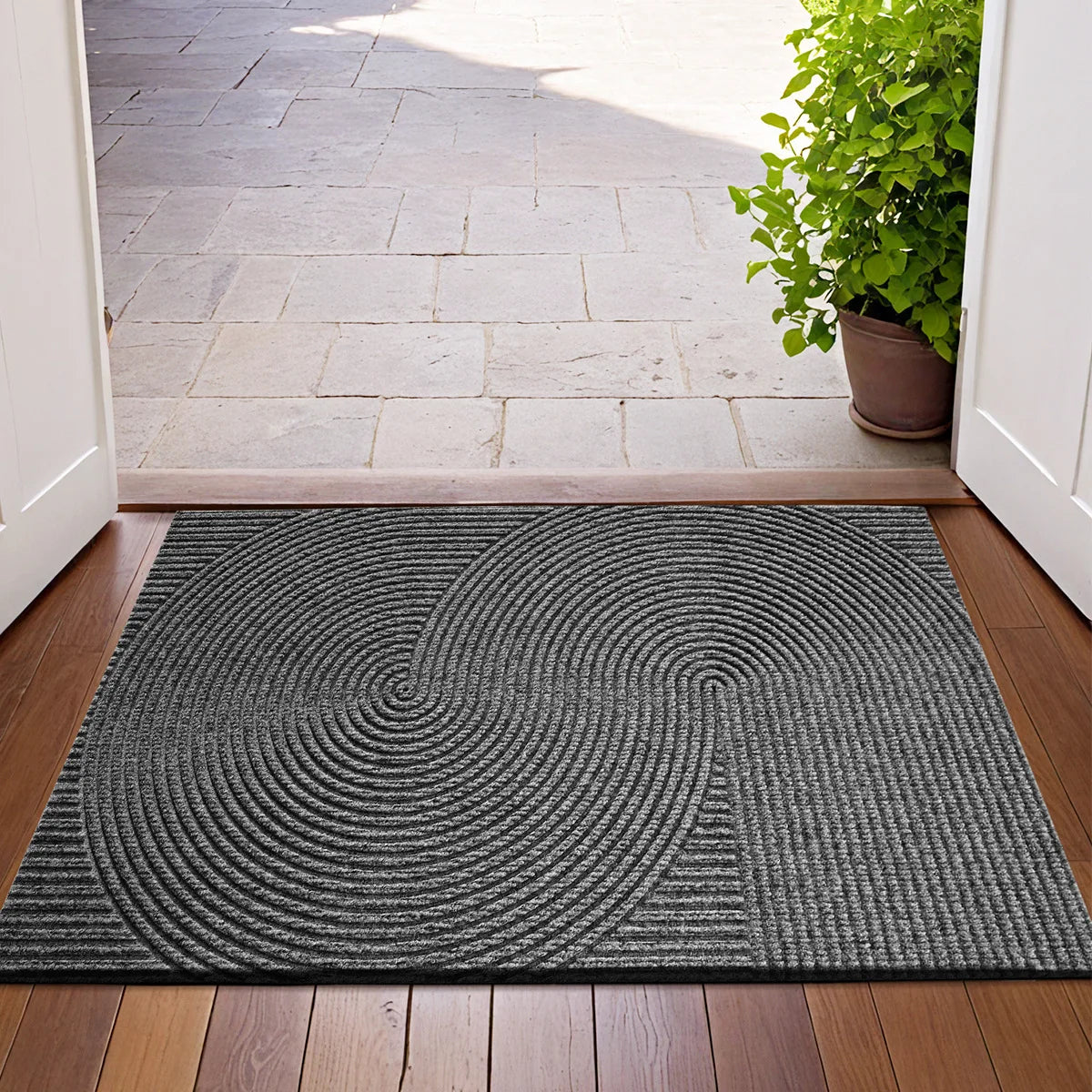 Spiral Groove Doormat with Antislip Base