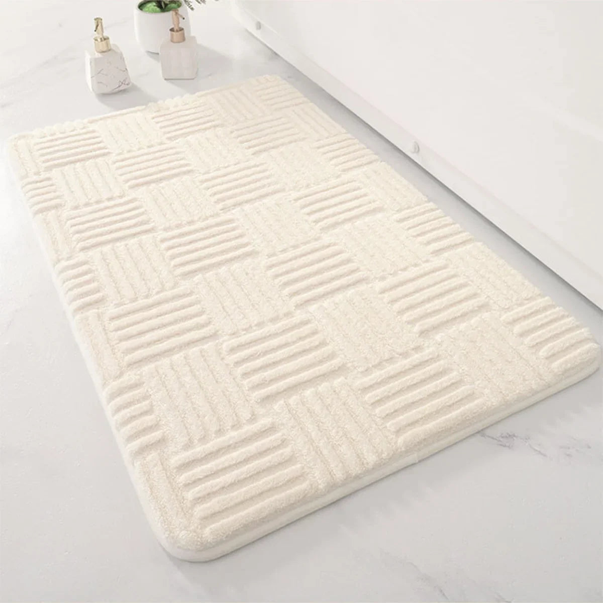 Striped Non Slip Bath Mat with Soft Plush