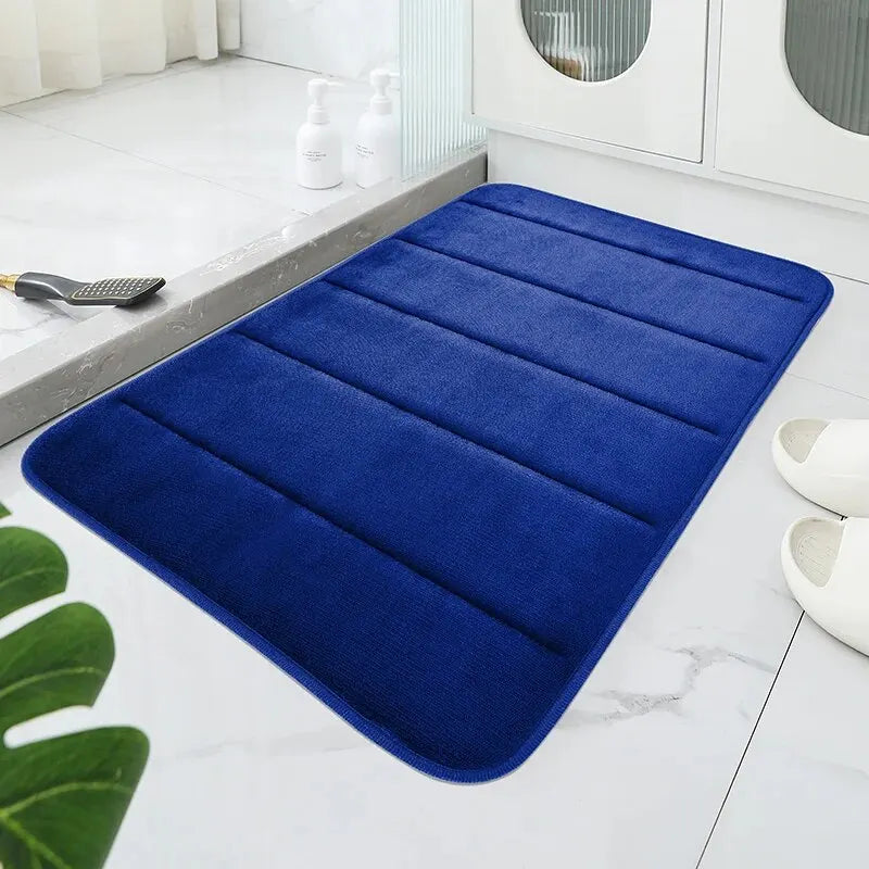 Striped Plush Bath Mat with Soft Texture
