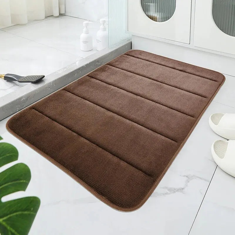 Striped Plush Bath Mat with Soft Texture