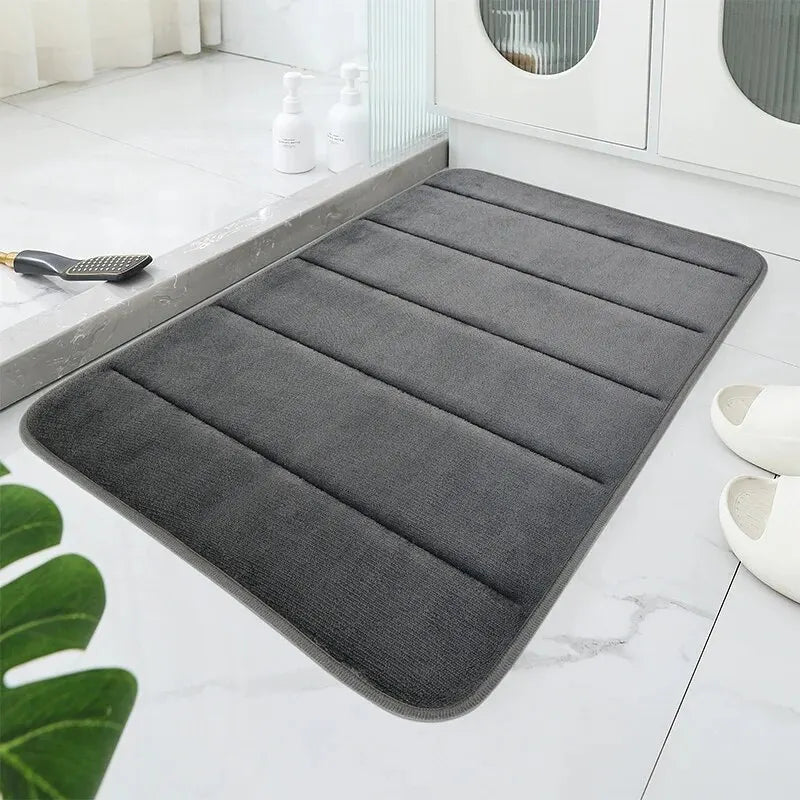 Striped Plush Bath Mat with Soft Texture