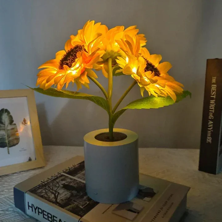 Sunflower LED Night Lamp with Decorative Pot