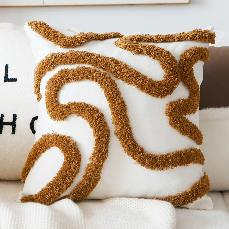Textured Decorative Pillow with Artistic Design