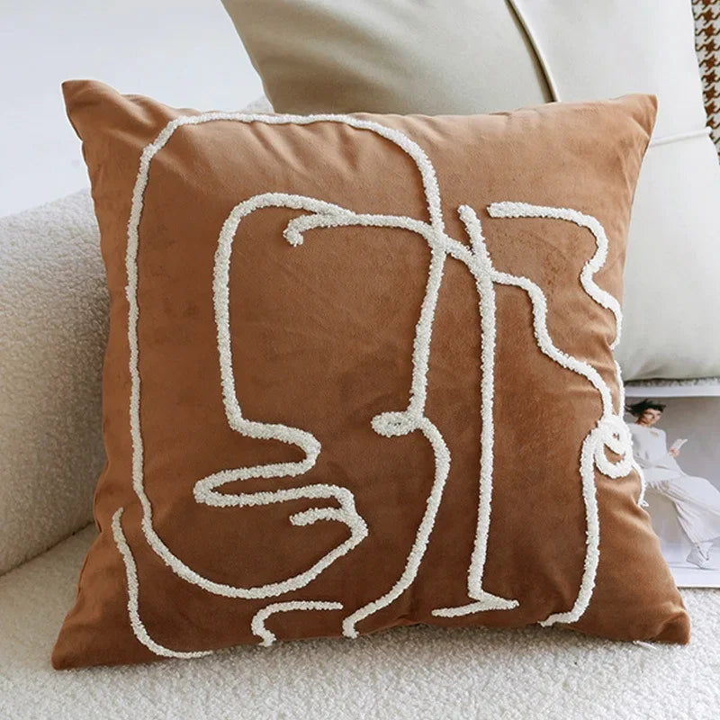 Textured Decorative Pillow with Artistic Design