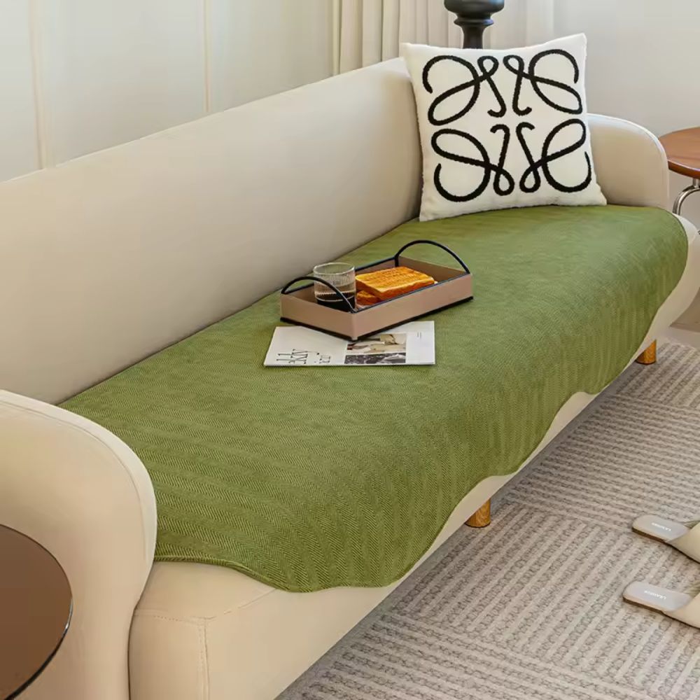 Textured Microfiber Sofa Cover Solid Color