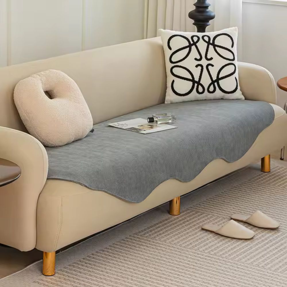 Textured Microfiber Sofa Cover Solid Color