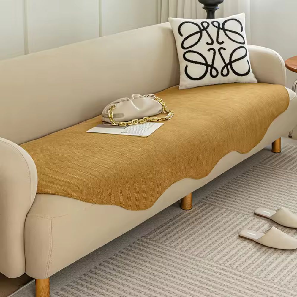 Textured Microfiber Sofa Cover Solid Color