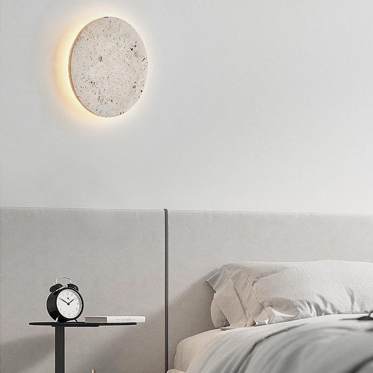 Travertine Round Wall Sconce with LED Glow