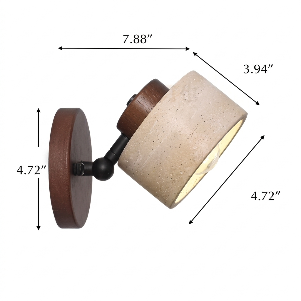 Travertine Wall Sconce with Wood and LED Light