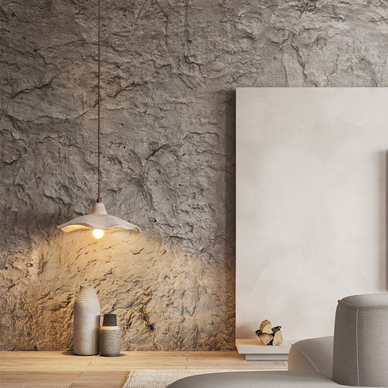 Vintage Cement Pendant Light with Wavy Edge