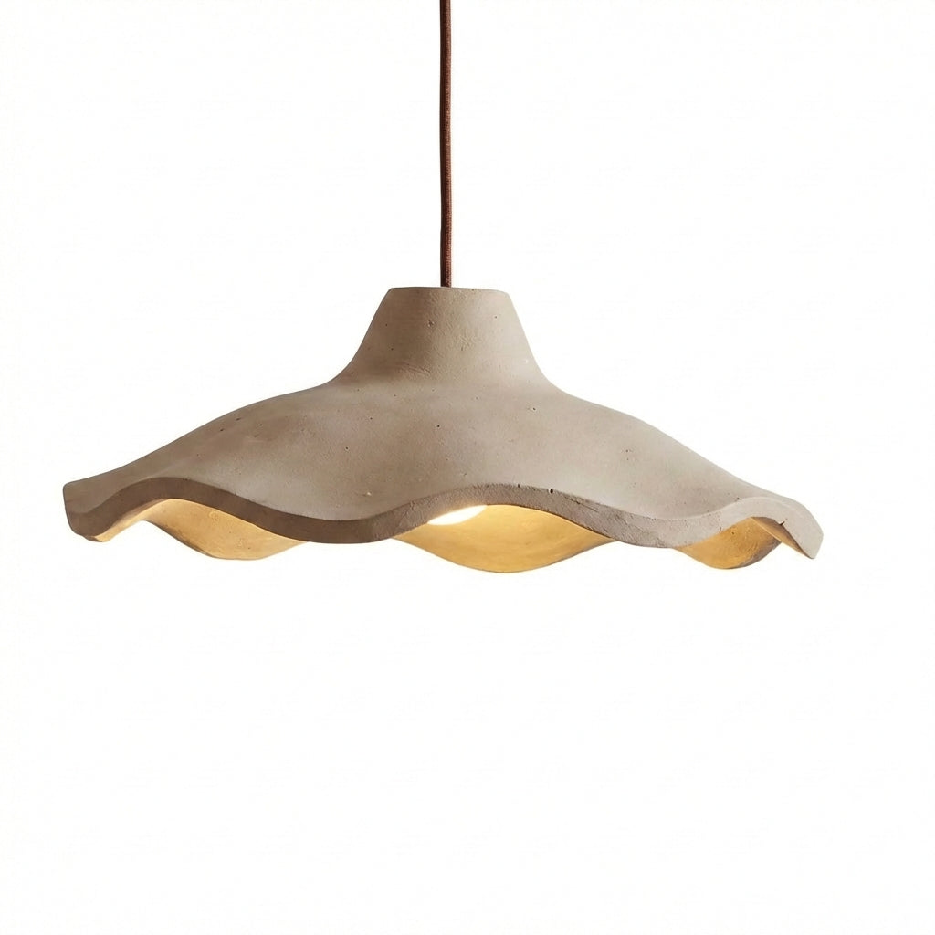Vintage Cement Pendant Light with Wavy Edge