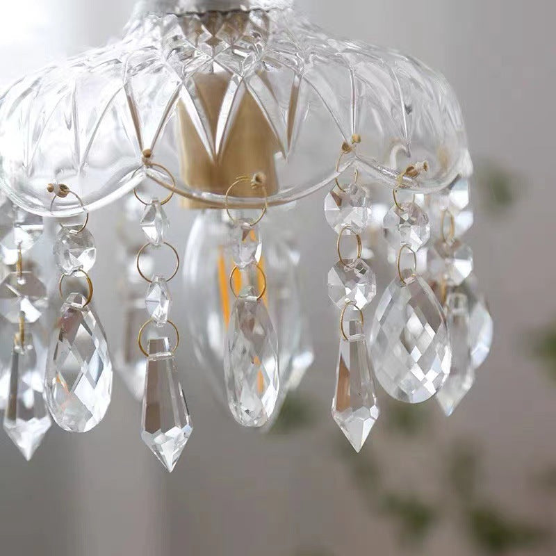 Vintage Crystal Pendant Light with Floral Design