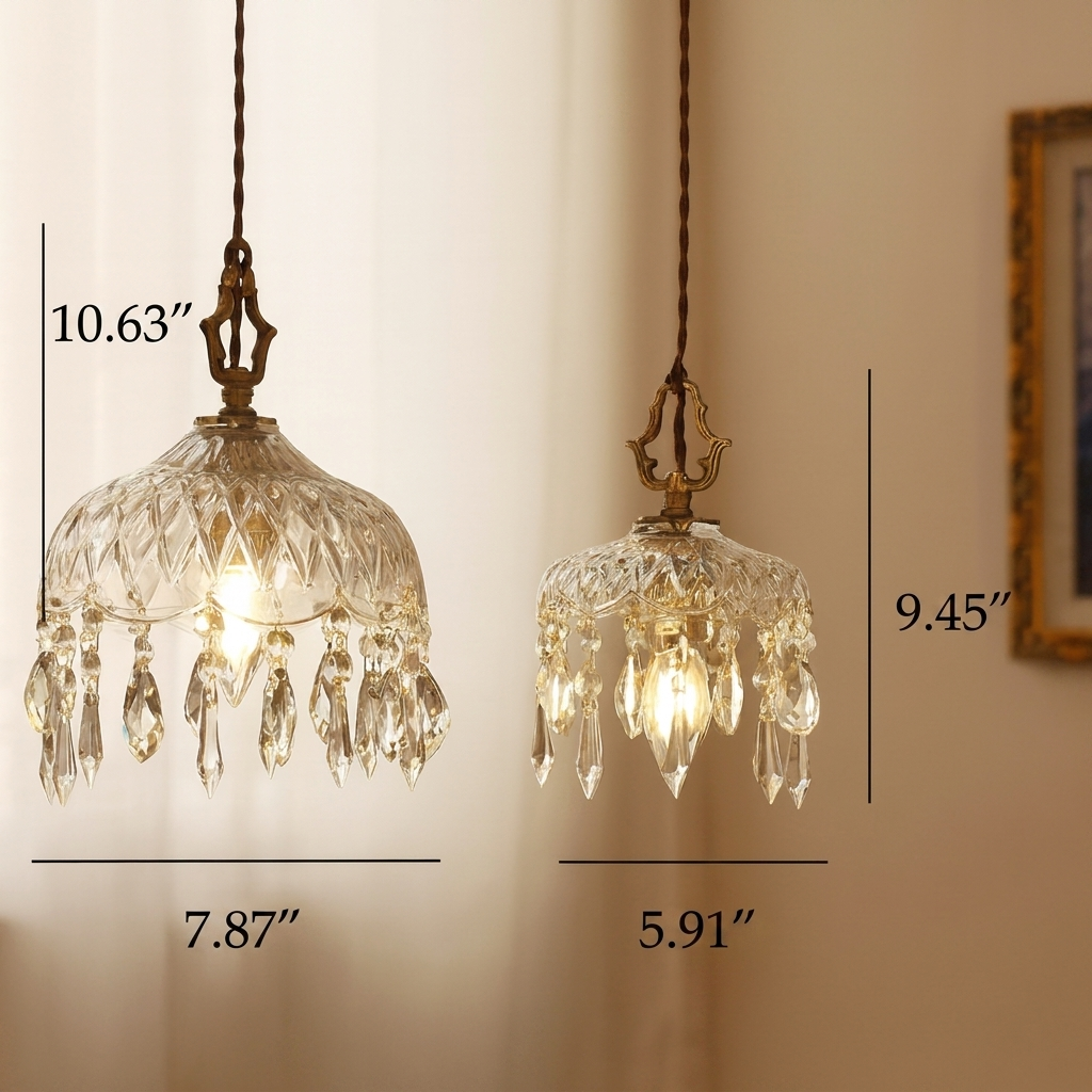 Vintage Crystal Pendant Light with Floral Design