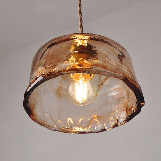 Vintage Glass Pendant Light with Warm Glow