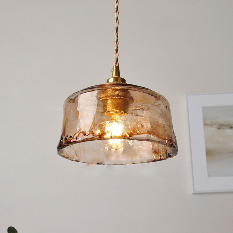 Vintage Glass Pendant Light with Warm Glow