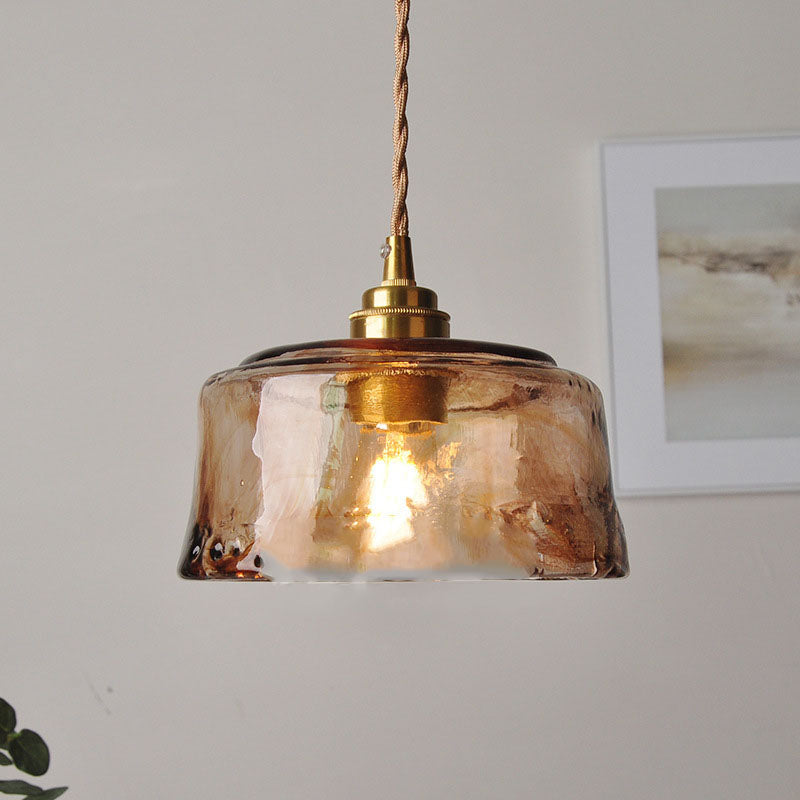 Vintage Glass Pendant Light with Warm Glow
