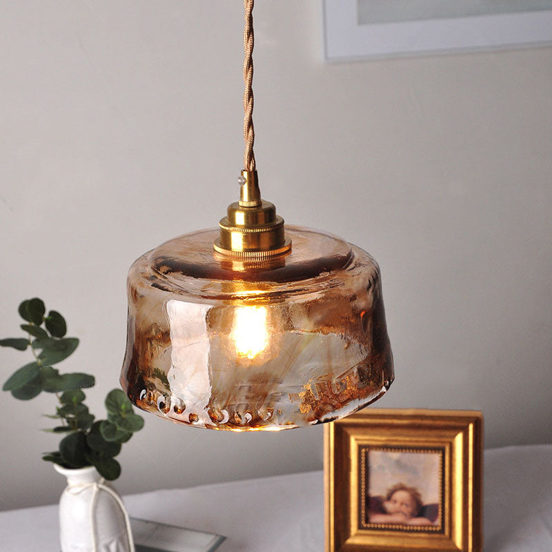 Vintage Glass Pendant Light with Warm Glow
