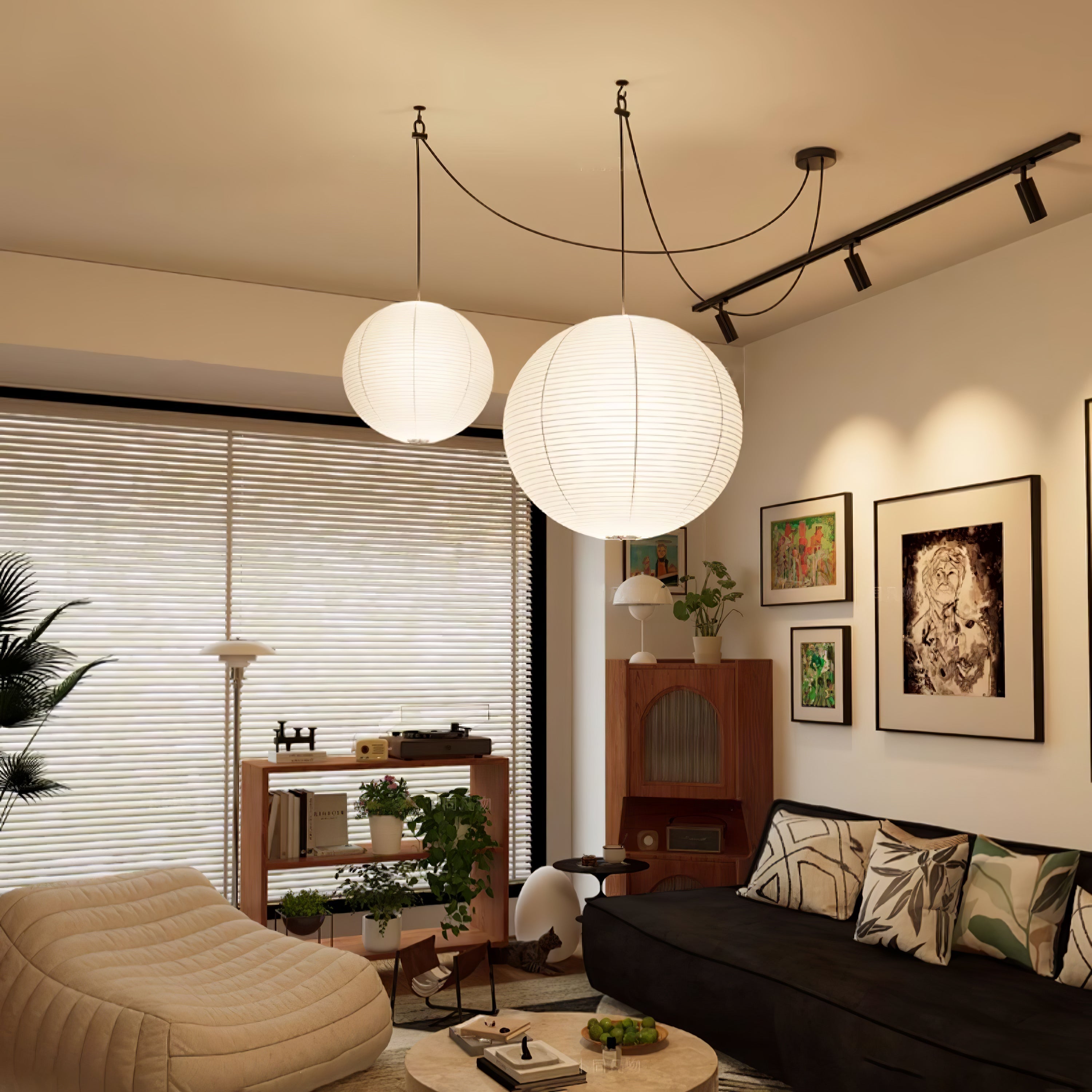Japanese Washi Globe Pendant Light Shade