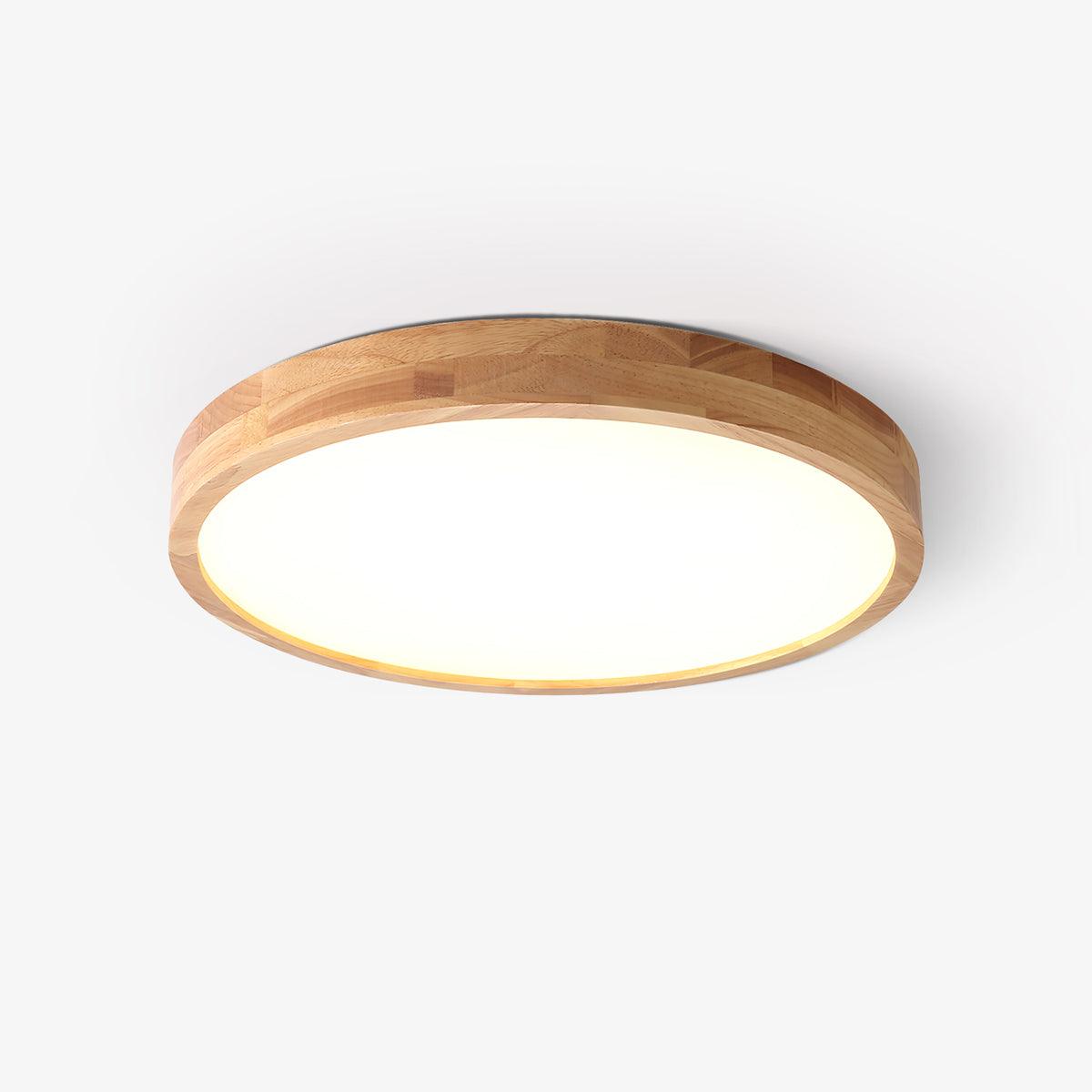 Wood Ceiling Light with Round LED Flush Mount