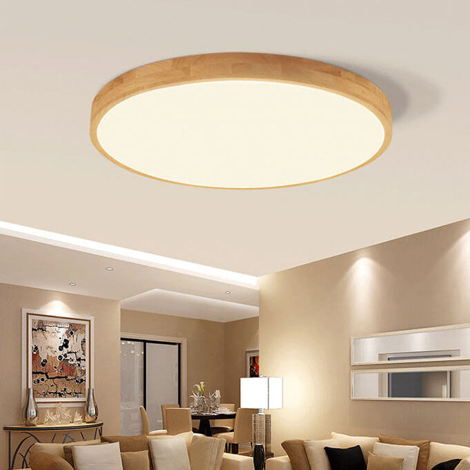 Wood Ceiling Light with Round Ultra Thin LED