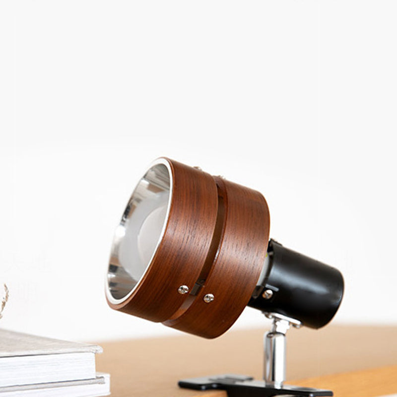 Wood Clip Table Lamp with Round Head Design