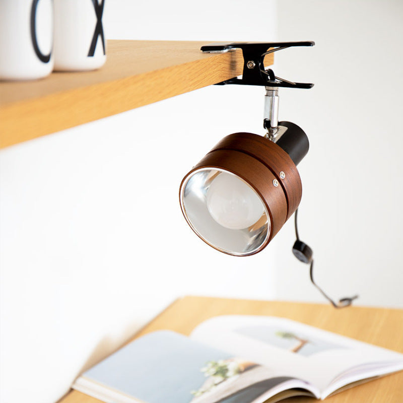 Wood Clip Table Lamp with Round Head Design