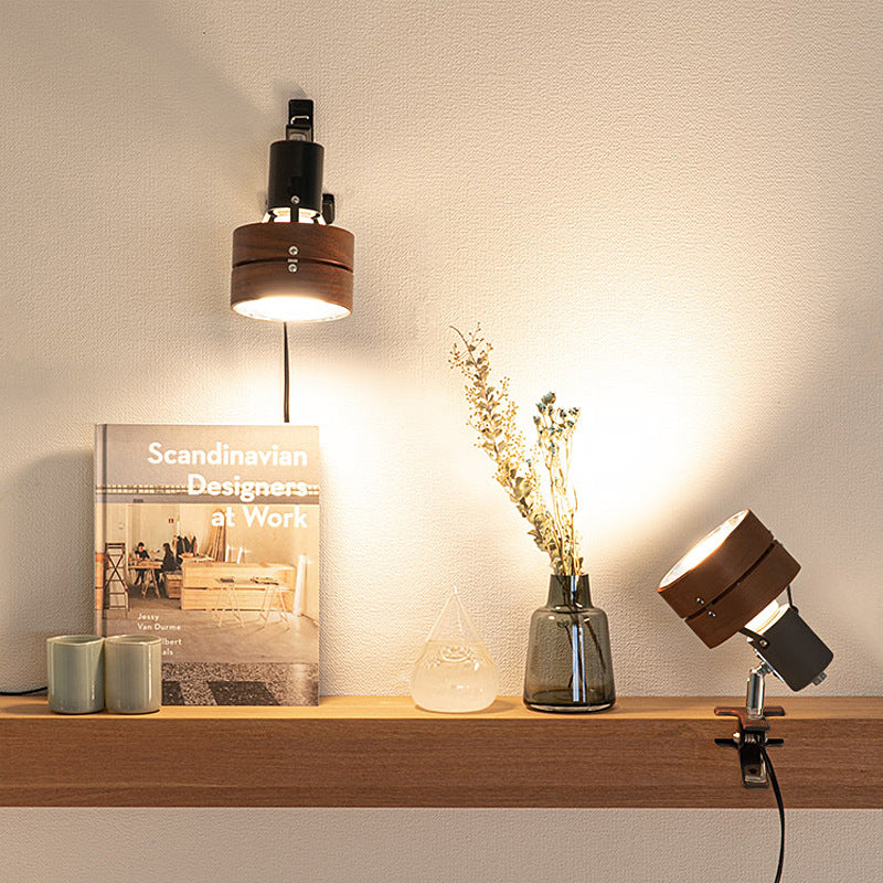 Wood Clip Table Lamp with Round Head Design
