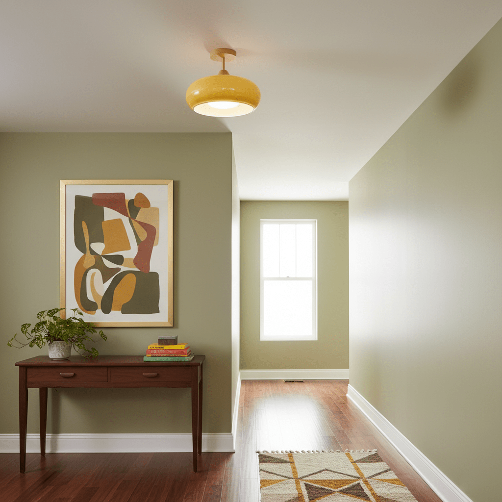 Wood Dome Ceiling Light with Glass Shade LED