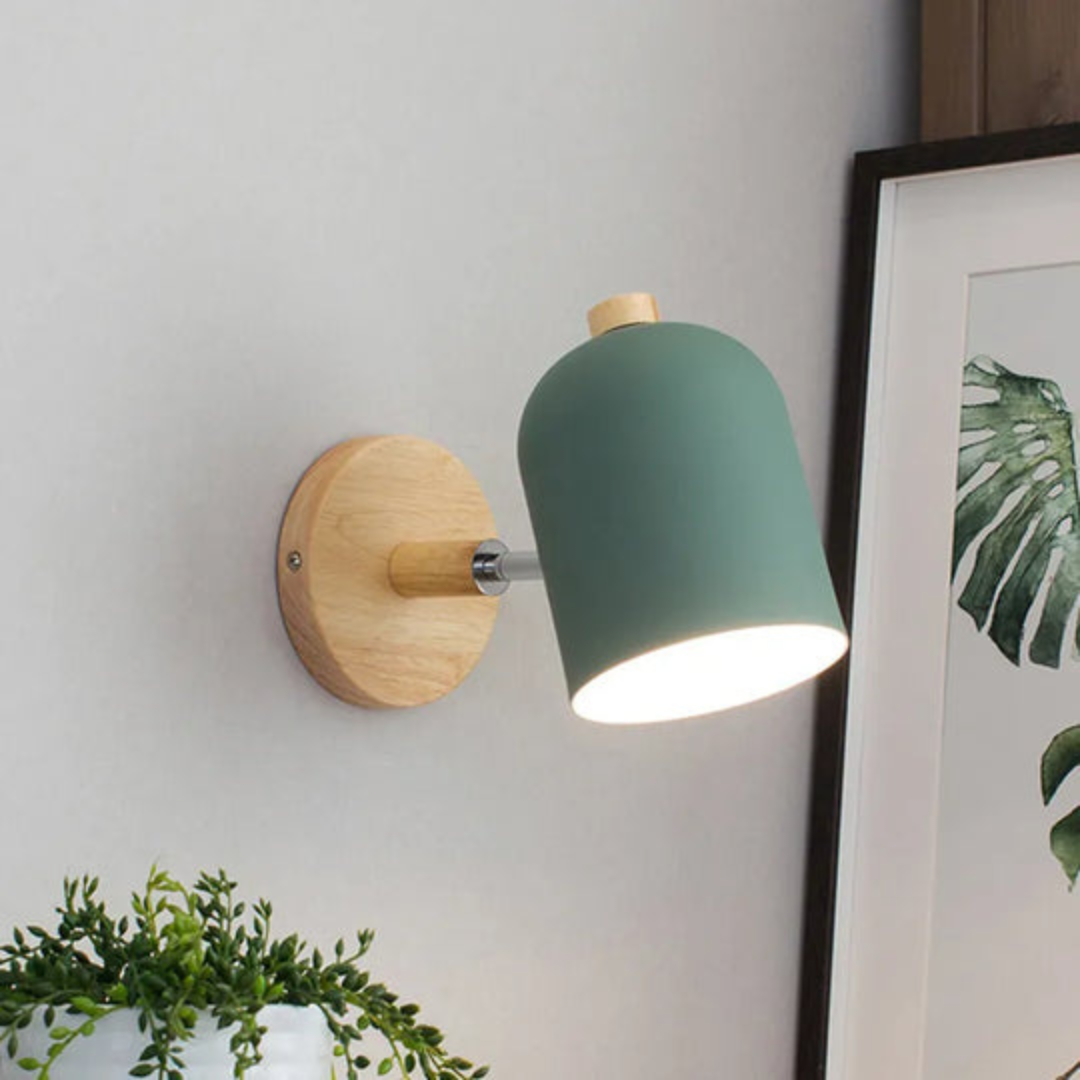 Wood Iron Wall Sconce with Cylinder LED Light