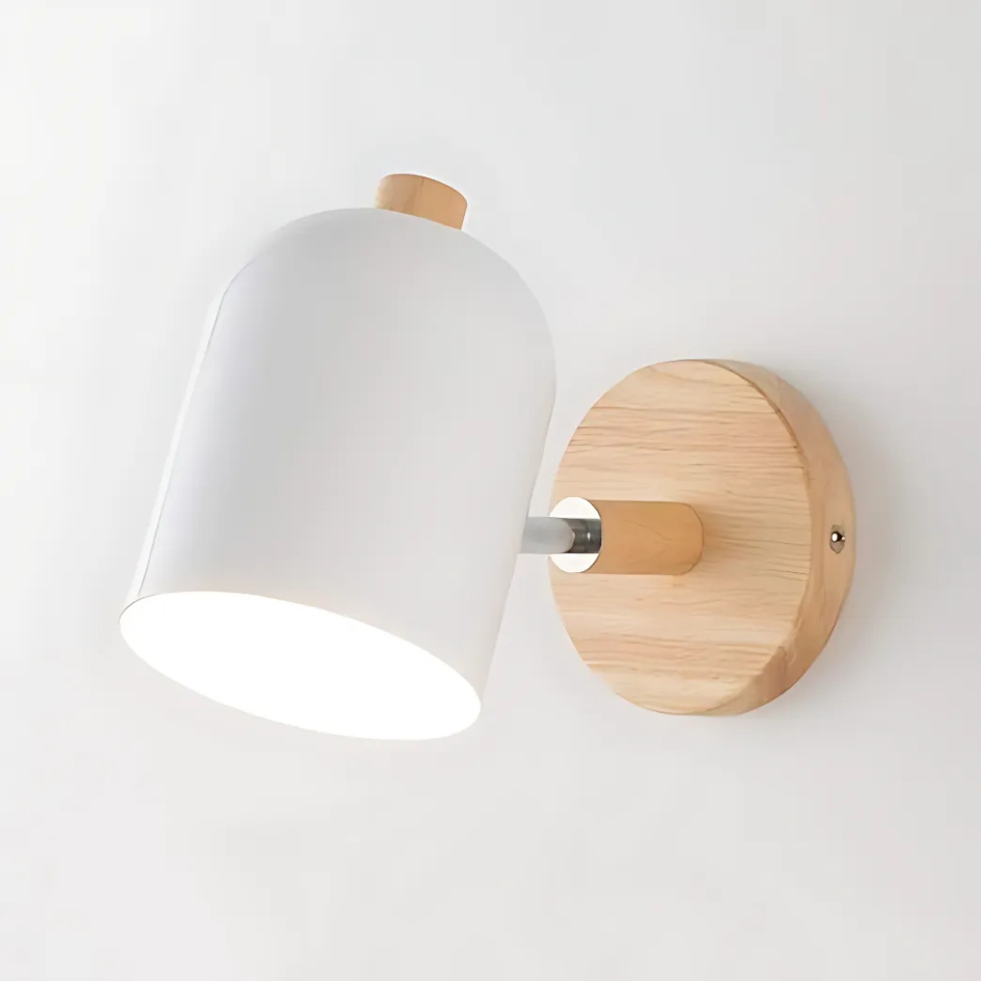 Wood Iron Wall Sconce with Cylinder LED Light