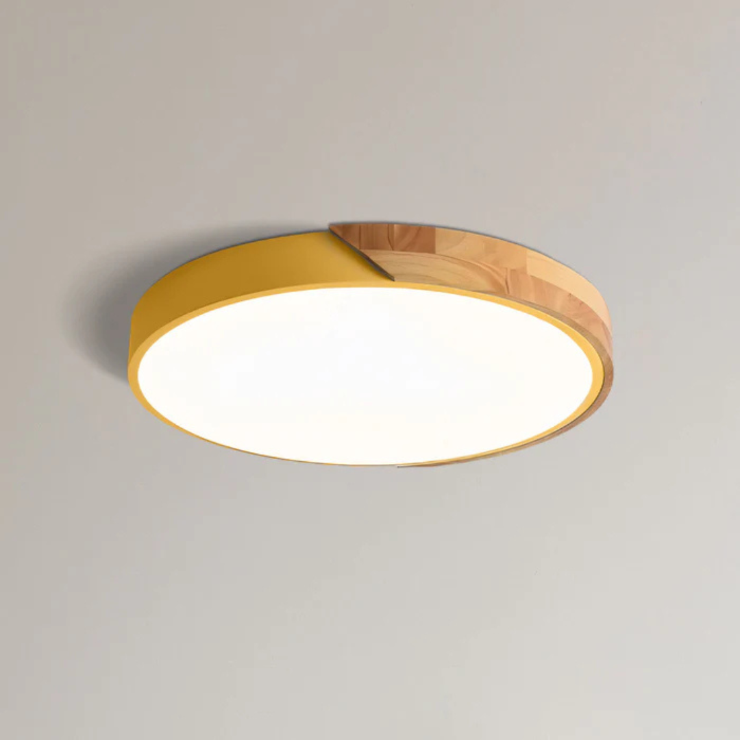 Wood LED Ceiling Light with Modern Flush Mount