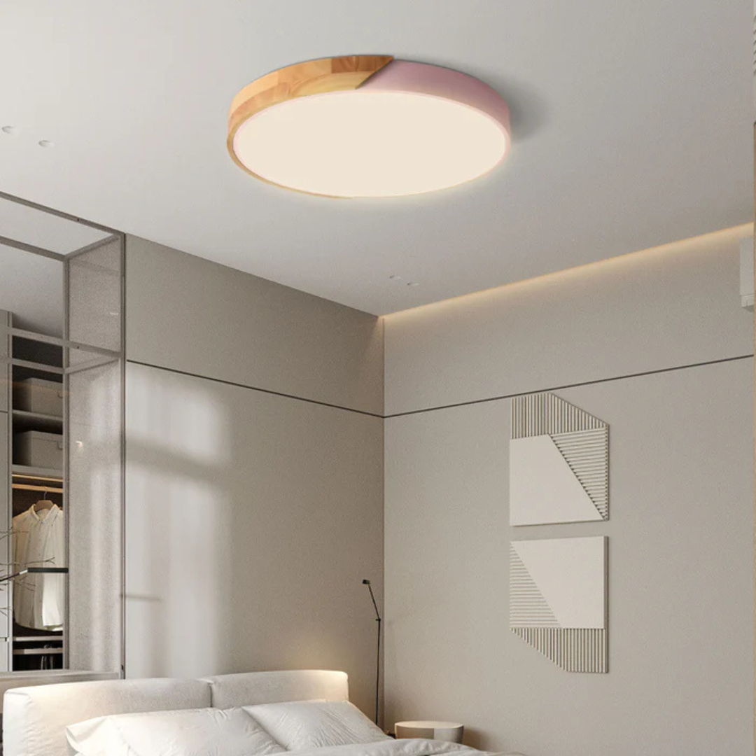 Wood LED Ceiling Light with Modern Flush Mount