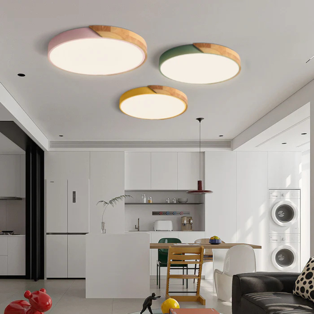 Wood LED Ceiling Light with Modern Flush Mount