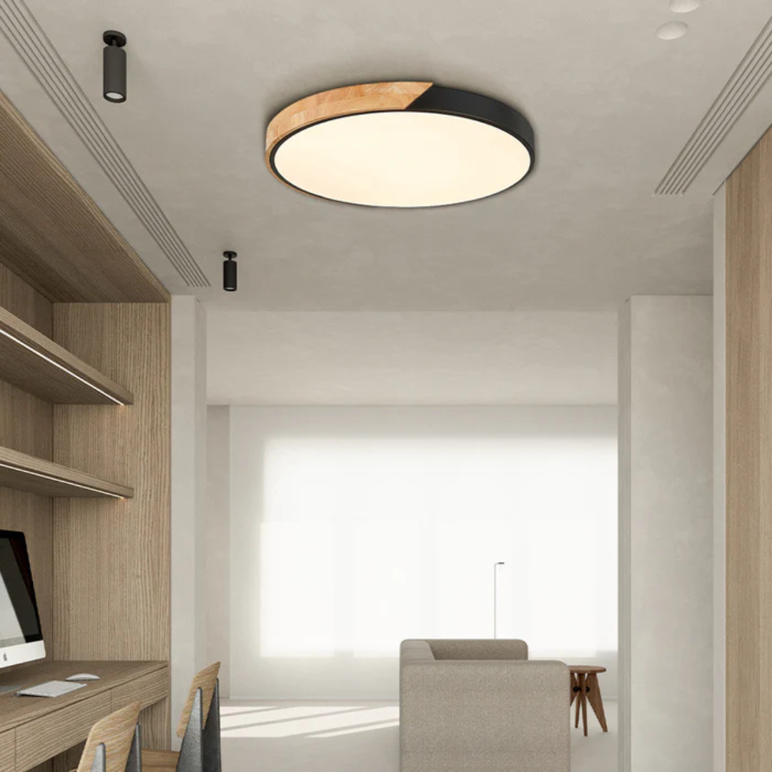 Wood LED Ceiling Light with Modern Flush Mount