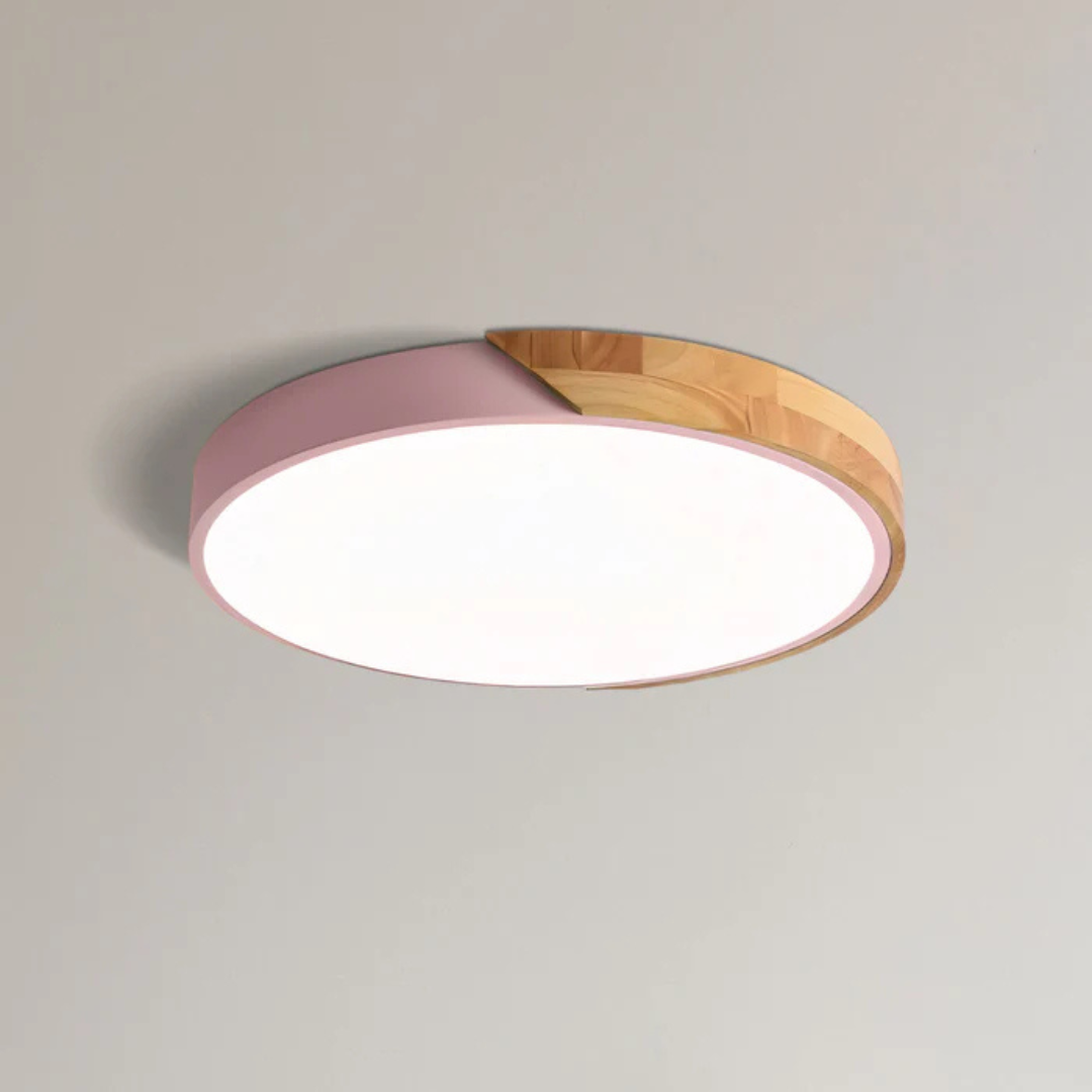 Wood LED Ceiling Light with Modern Flush Mount