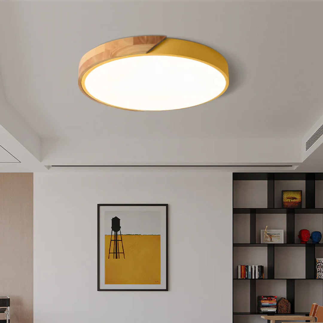 Wood LED Ceiling Light with Modern Flush Mount
