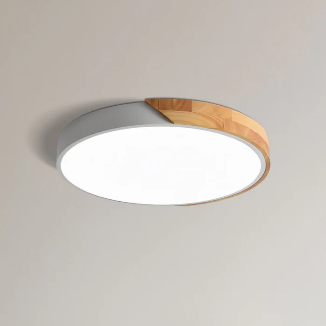 Wood LED Ceiling Light with Modern Flush Mount