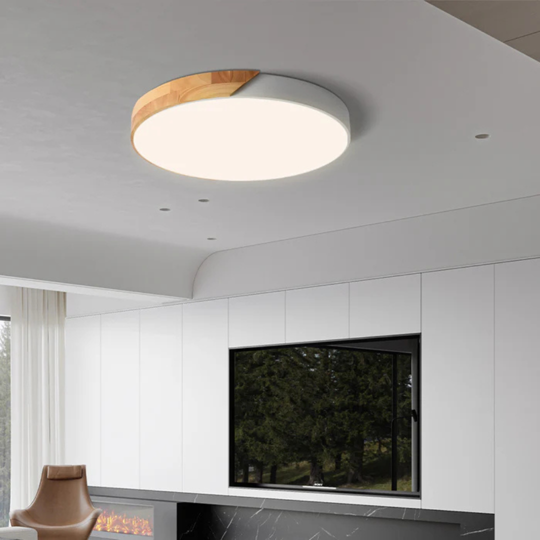 Wood LED Ceiling Light with Modern Flush Mount