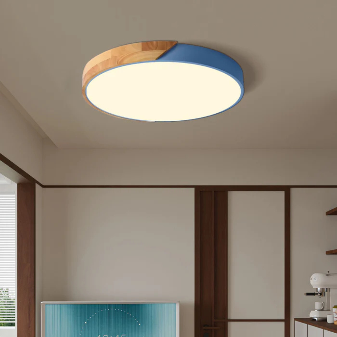 Wood LED Ceiling Light with Modern Flush Mount