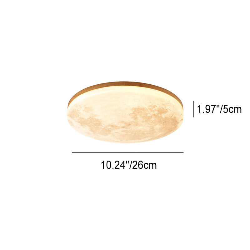 Wood Moon Ceiling Light with LED Round Design
