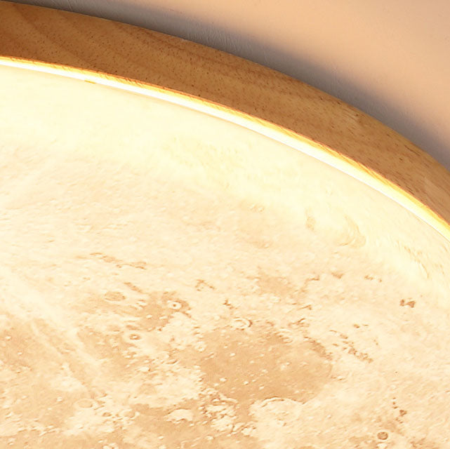 Wood Moon Ceiling Light with LED Round Design