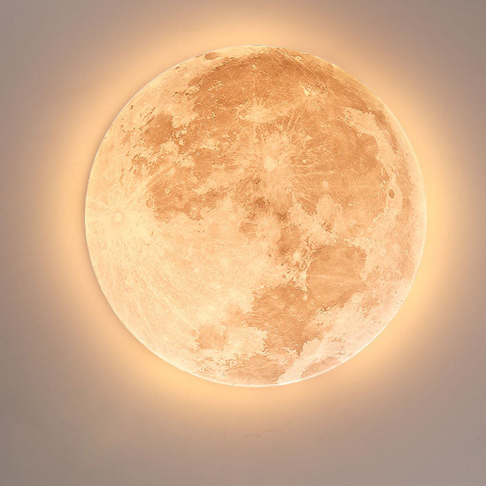 Wood Moon Ceiling Light with LED Round Design