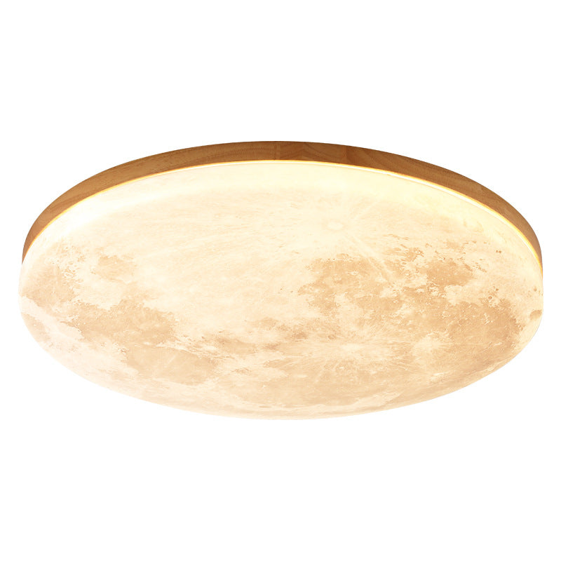 Wood Moon Ceiling Light with LED Round Design