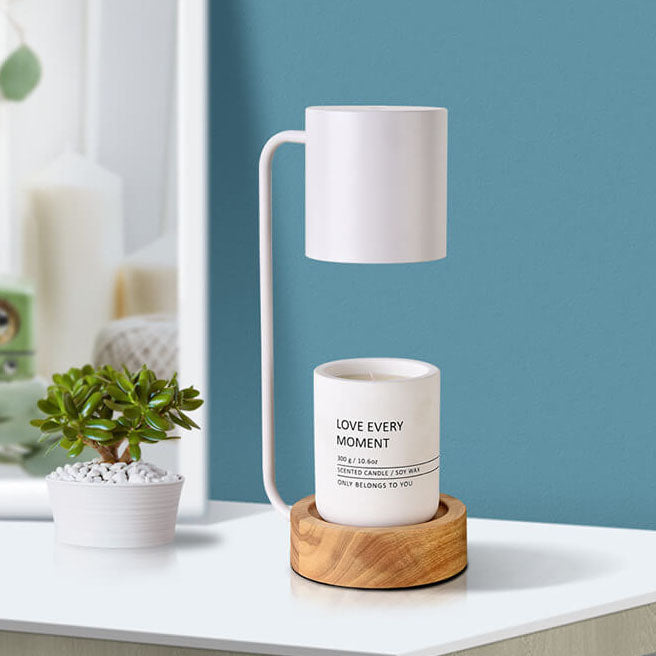 Wood Table Lamp with Metal Shade and Dimmer