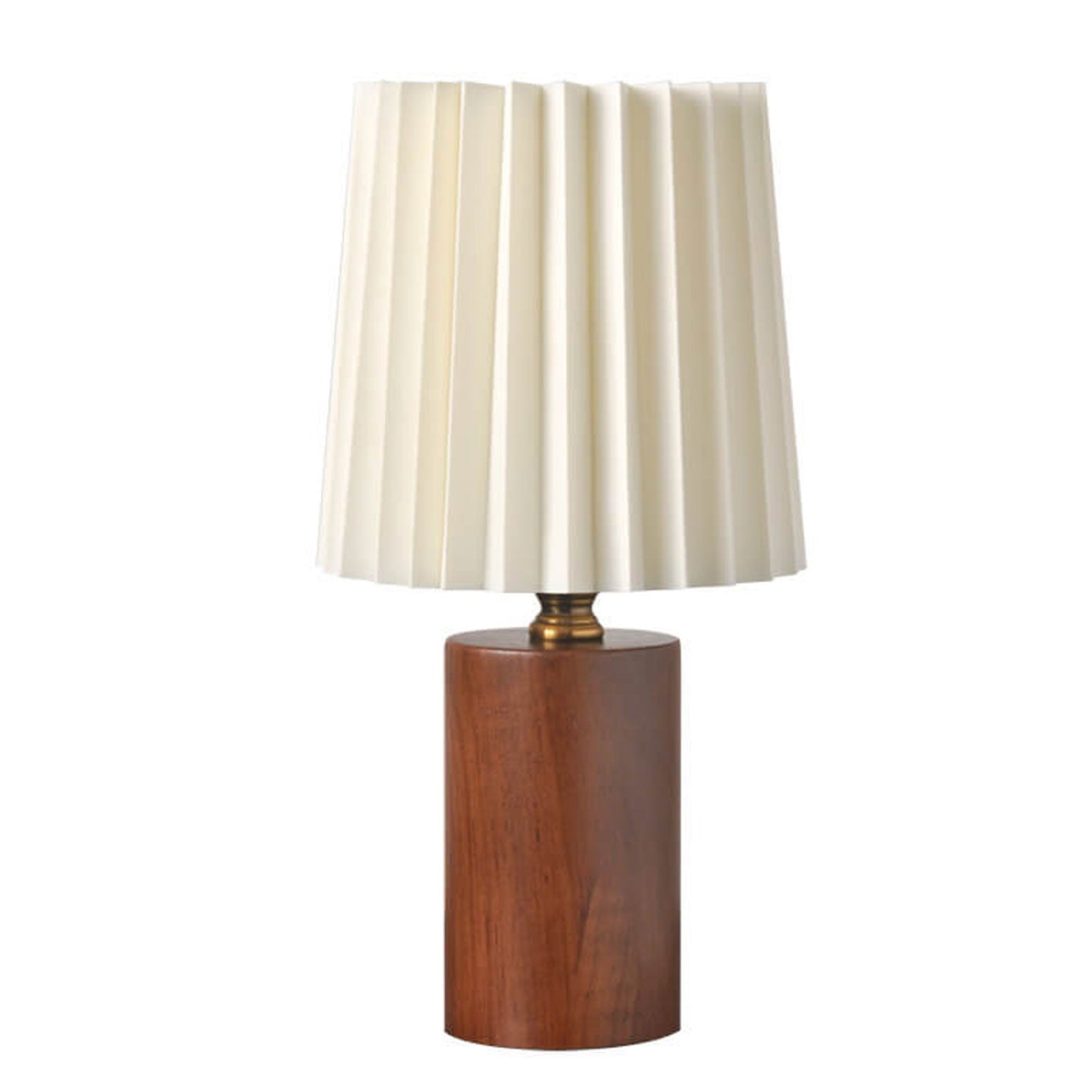 Wood Table Lamp with Pleated Fabric Shade