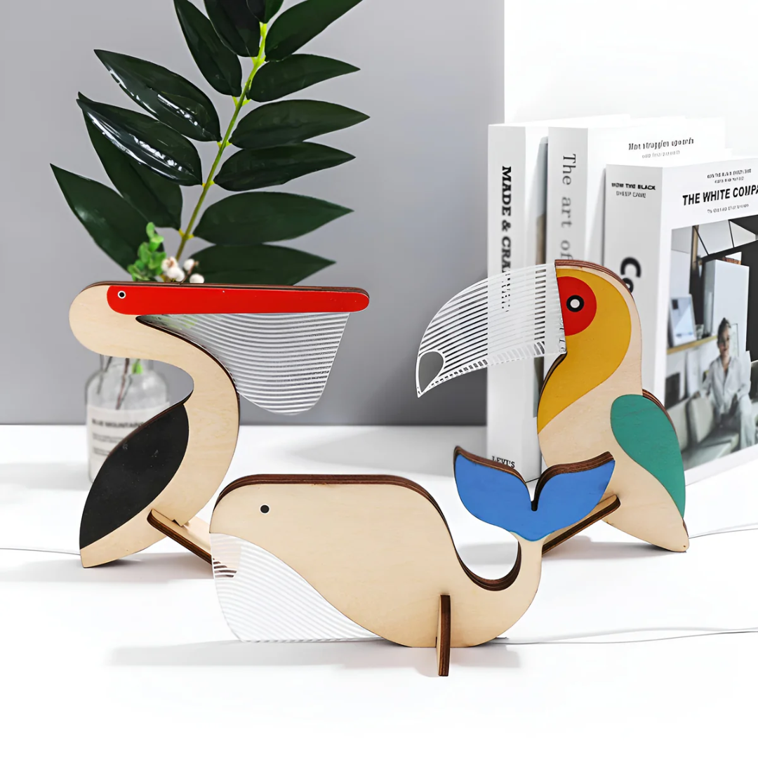 Wooden Animal Table Lamp with LED Light Design