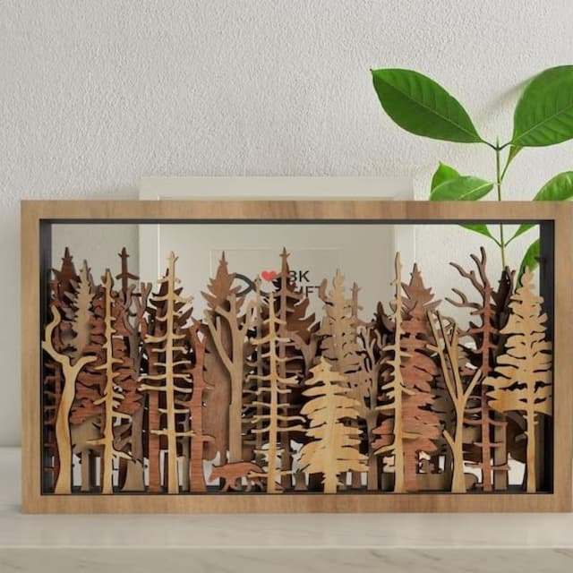 Woodland Nature Wall Art with Layered Trees