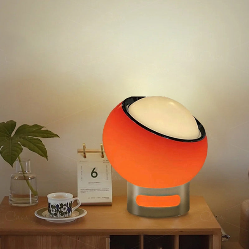 Wrought Iron Globe Table Lamp with Glass Shade