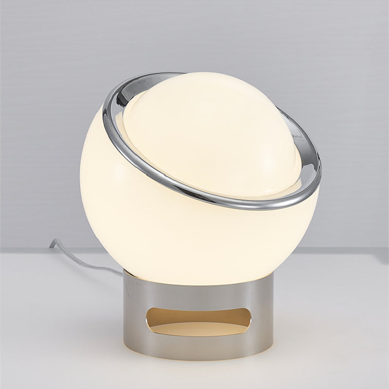 Wrought Iron Globe Table Lamp with Glass Shade